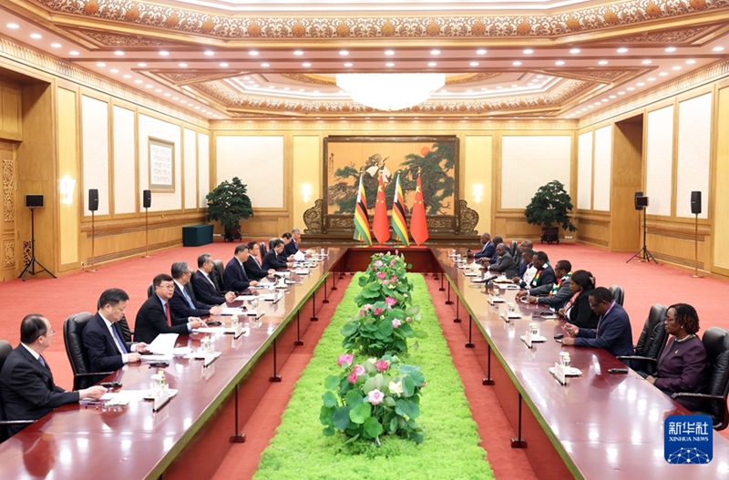 시진핑 주석, 에머슨 음낭가과 짐바브웨 대통령 회견